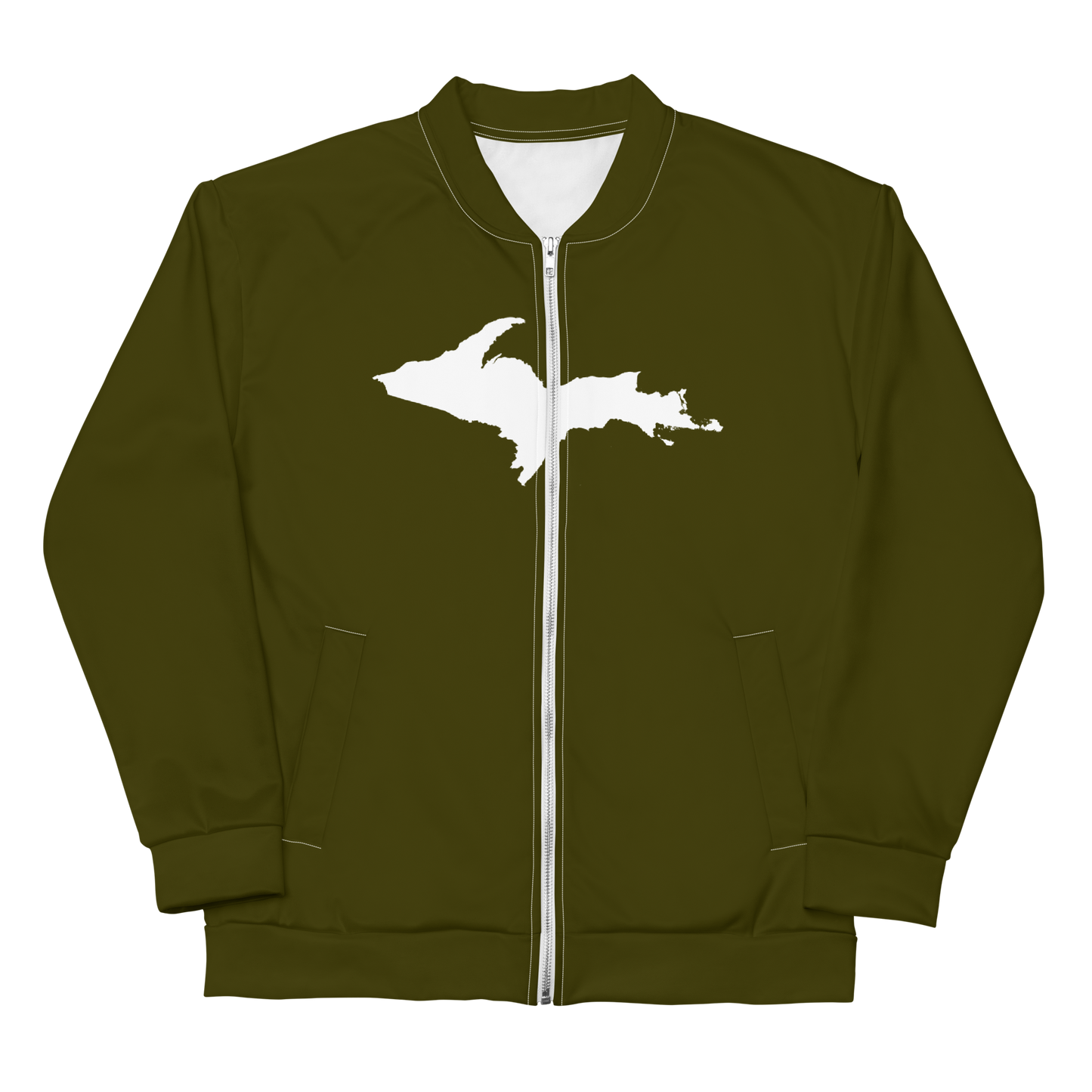 Michigan Upper Peninsula Bomber Jacket (w/ Large UP Outline) | Military Green