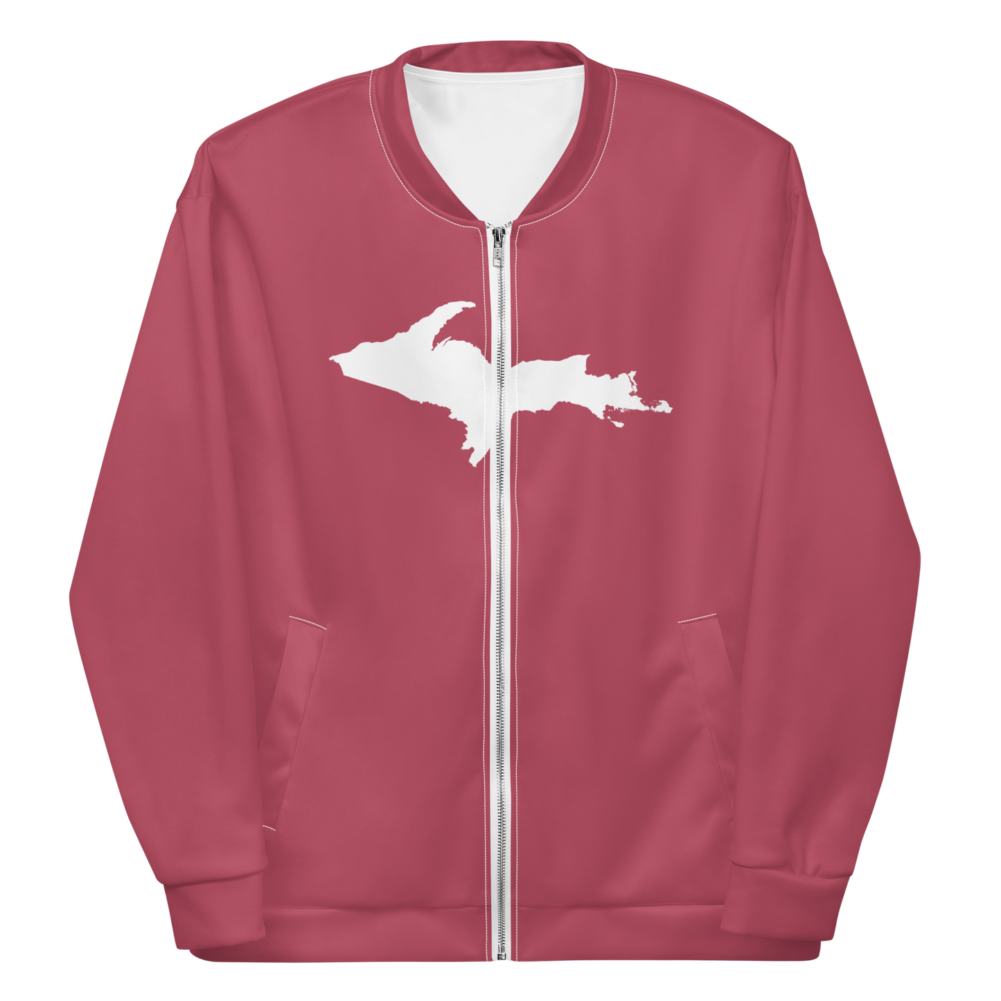 Michigan Upper Peninsula Bomber Jacket (w/ Large UP Outline) | Popstar Pink