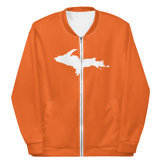 Michigan Upper Peninsula Bomber Jacket (w/ Large UP Outline) | Orange