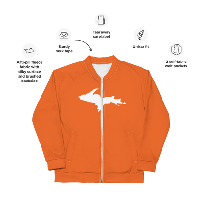 Michigan Upper Peninsula Bomber Jacket (w/ Large UP Outline) | Orange