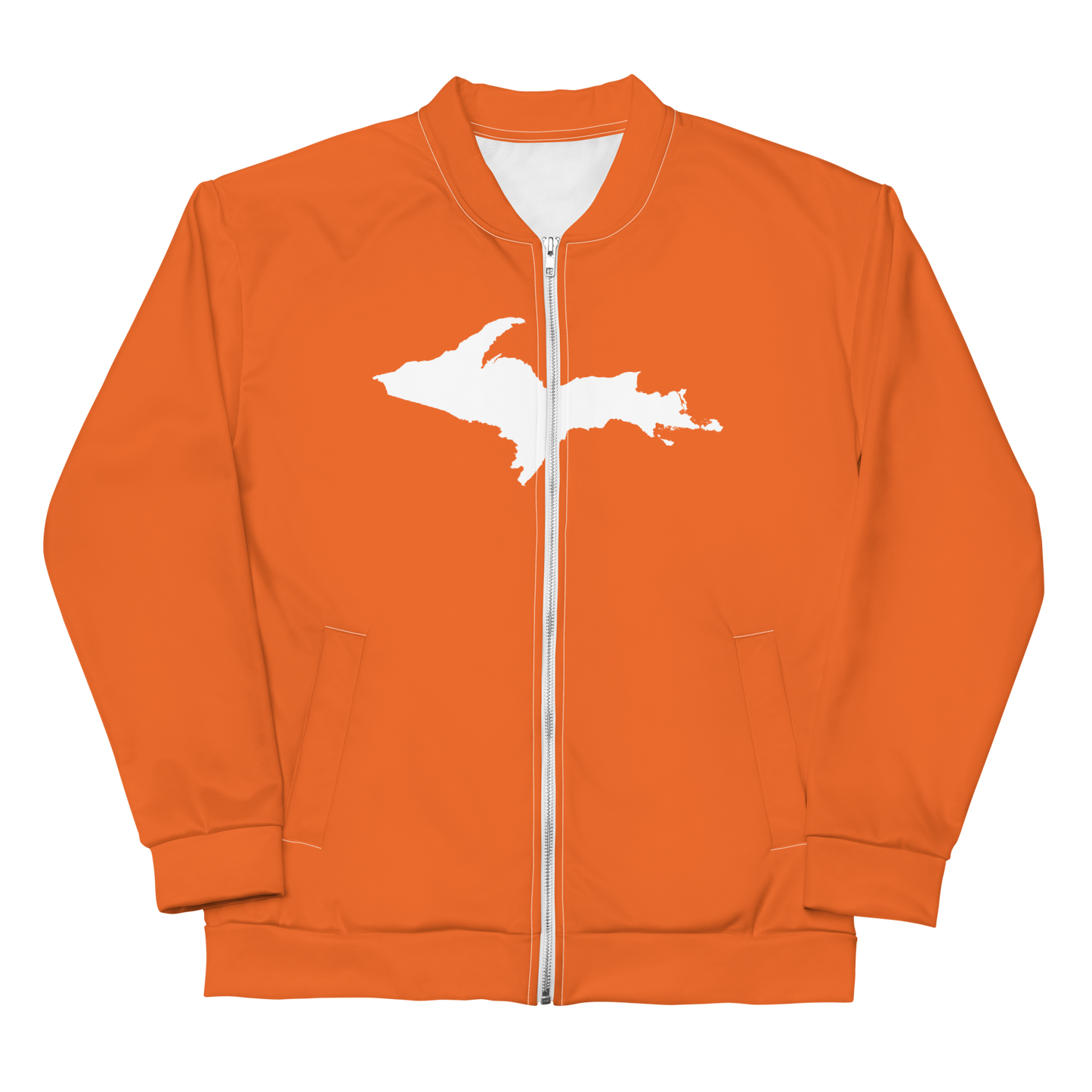 Michigan Upper Peninsula Bomber Jacket (w/ Large UP Outline) | Orange