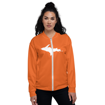 Michigan Upper Peninsula Bomber Jacket (w/ Large UP Outline) | Orange