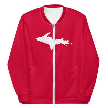 Michigan Upper Peninsula Bomber Jacket (w/ Large UP Outline) | Lighthouse Red