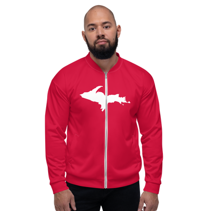 Michigan Upper Peninsula Bomber Jacket (w/ Large UP Outline) | Lighthouse Red