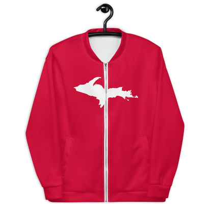 Michigan Upper Peninsula Bomber Jacket (w/ Large UP Outline) | Lighthouse Red