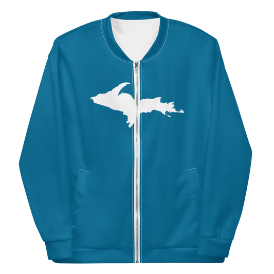 Michigan Upper Peninsula Bomber Jacket (w/ Large UP Outline) | Cerulean