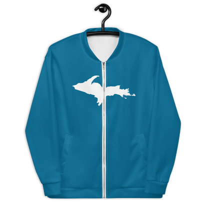 Michigan Upper Peninsula Bomber Jacket (w/ Large UP Outline) | Cerulean