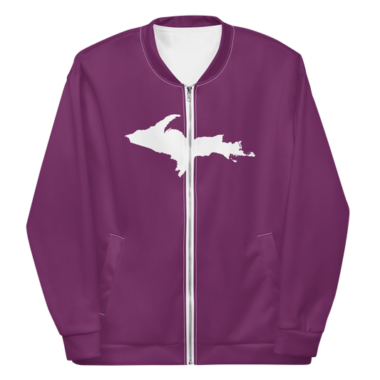 Michigan Upper Peninsula Bomber Jacket (w/ Large UP Outline) | Plum