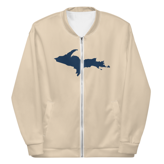 Michigan Upper Peninsula Bomber Jacket (w/ Large Navy UP Outline) | Canvas Color