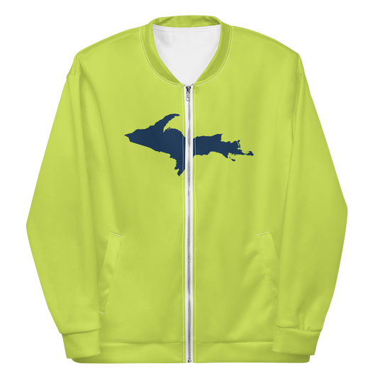 Michigan Upper Peninsula Bomber Jacket (w/ Large Navy UP Outline) | Gooseberry Green