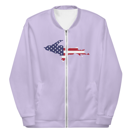 Michigan Upper Peninsula Bomber Jacket (w/ Large UP USA Flag Outline) | Lavender