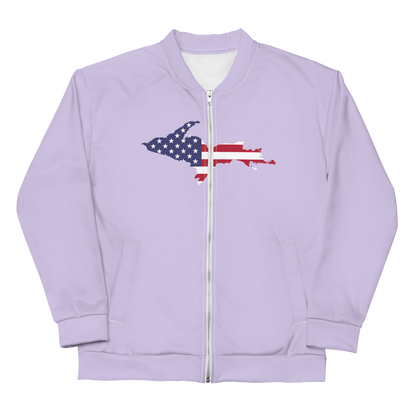 Michigan Upper Peninsula Bomber Jacket (w/ Large UP USA Flag Outline) | Lavender