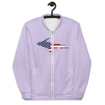 Michigan Upper Peninsula Bomber Jacket (w/ Large UP USA Flag Outline) | Lavender