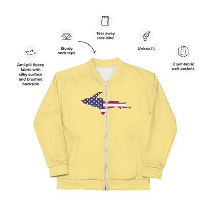 Michigan Upper Peninsula Bomber Jacket (w/ Large UP USA Flag Outline) | Cherry Yellow