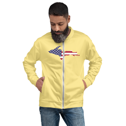 Michigan Upper Peninsula Bomber Jacket (w/ Large UP USA Flag Outline) | Cherry Yellow