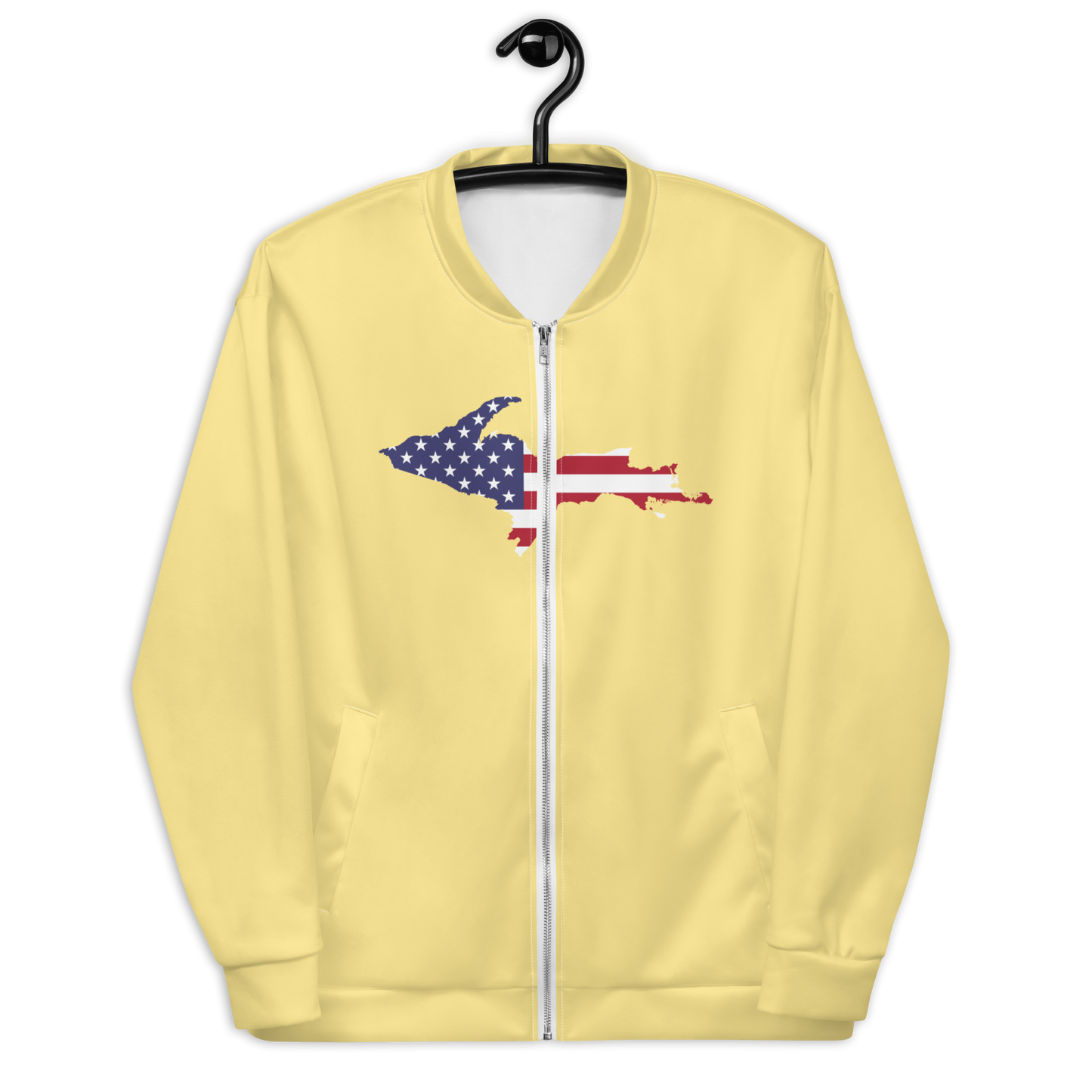 Michigan Upper Peninsula Bomber Jacket (w/ Large UP USA Flag Outline) | Cherry Yellow