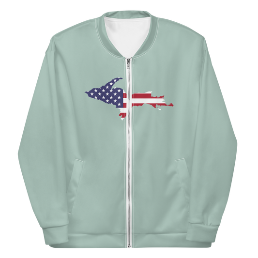 Michigan Upper Peninsula Bomber Jacket (w/ Large UP USA Flag Outline) | Opal Color