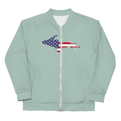 Michigan Upper Peninsula Bomber Jacket (w/ Large UP USA Flag Outline) | Opal Color