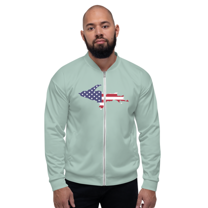 Michigan Upper Peninsula Bomber Jacket (w/ Large UP USA Flag Outline) | Opal Color