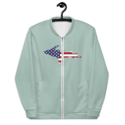 Michigan Upper Peninsula Bomber Jacket (w/ Large UP USA Flag Outline) | Opal Color