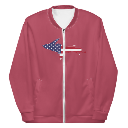 Michigan Upper Peninsula Bomber Jacket (w/ Large UP USA Flag Outline) | Popstar Pink