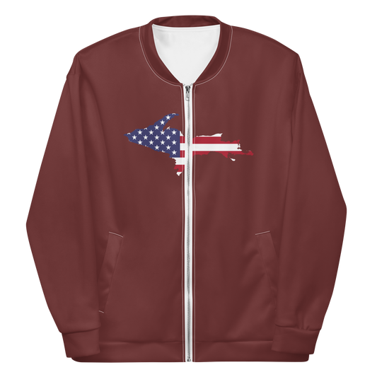 Michigan Upper Peninsula Bomber Jacket (w/ Large UP USA Flag Outline) | Auburn Color