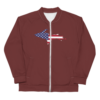 Michigan Upper Peninsula Bomber Jacket (w/ Large UP USA Flag Outline) | Auburn Color