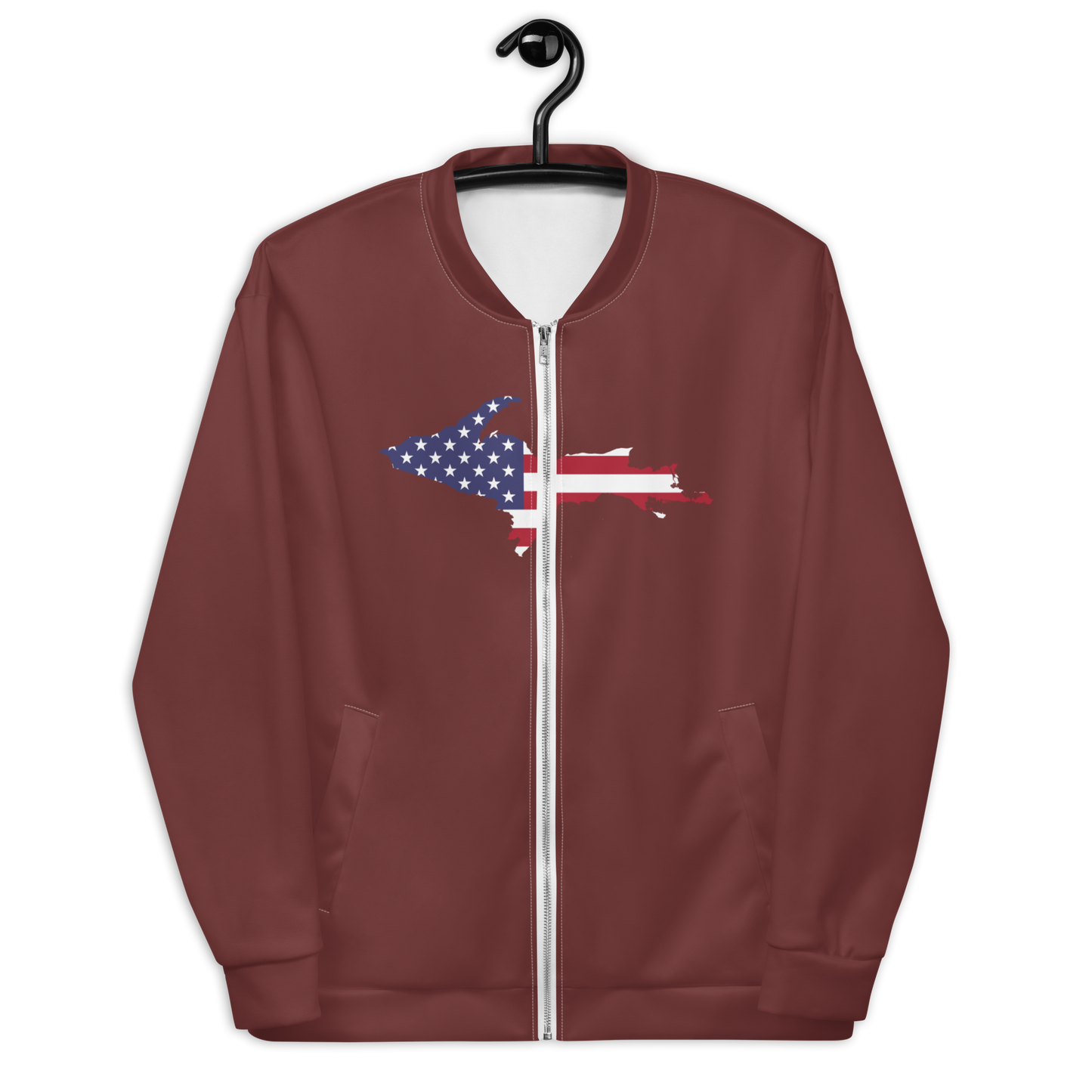 Michigan Upper Peninsula Bomber Jacket (w/ Large UP USA Flag Outline) | Auburn Color