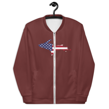 Michigan Upper Peninsula Bomber Jacket (w/ Large UP USA Flag Outline) | Auburn Color