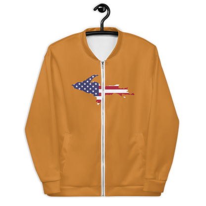 Michigan Upper Peninsula Bomber Jacket (w/ Large UP USA Flag Outline) | Bronze