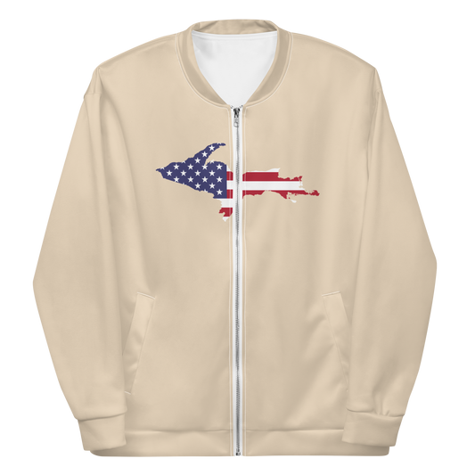 Michigan Upper Peninsula Bomber Jacket (w/ Large UP USA Flag Outline) | Canvas Color