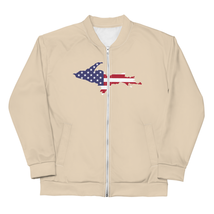 Michigan Upper Peninsula Bomber Jacket (w/ Large UP USA Flag Outline) | Canvas Color