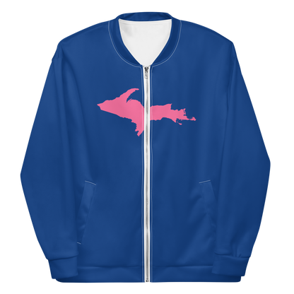 Michigan Upper Peninsula Bomber Jacket (w/ Large Pink UP Outline) | Dearborn Blue