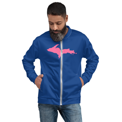 Michigan Upper Peninsula Bomber Jacket (w/ Large Pink UP Outline) | Dearborn Blue