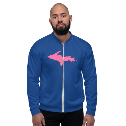 Michigan Upper Peninsula Bomber Jacket (w/ Large Pink UP Outline) | Dearborn Blue