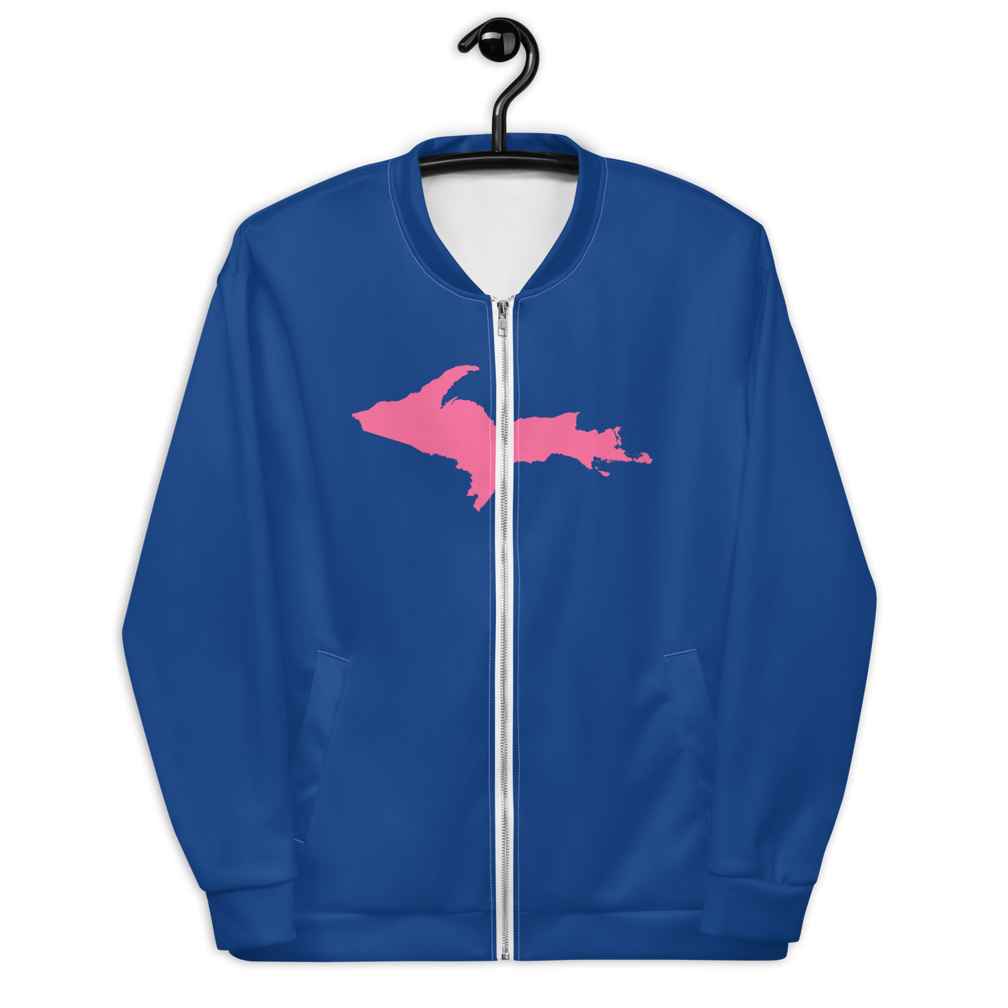 Michigan Upper Peninsula Bomber Jacket (w/ Large Pink UP Outline) | Dearborn Blue