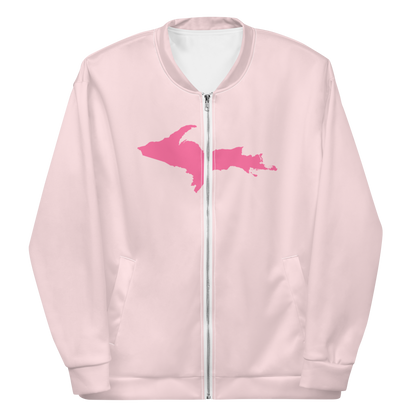 Michigan Upper Peninsula Bomber Jacket (w/ Large Pink UP Outline) | Pale Pink