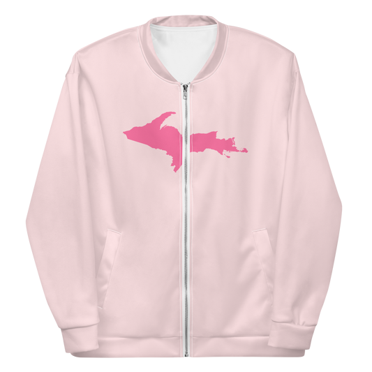 Michigan Upper Peninsula Bomber Jacket (w/ Large Pink UP Outline) | Pale Pink