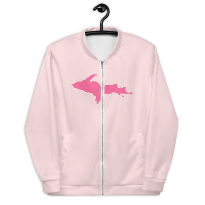 Michigan Upper Peninsula Bomber Jacket (w/ Large Pink UP Outline) | Pale Pink