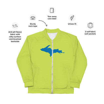 Michigan Upper Peninsula Bomber Jacket (w/ Large Azure UP Outline) | Gooseberry Green