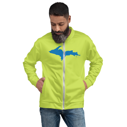 Michigan Upper Peninsula Bomber Jacket (w/ Large Azure UP Outline) | Gooseberry Green