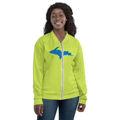 Michigan Upper Peninsula Bomber Jacket (w/ Large Azure UP Outline) | Gooseberry Green