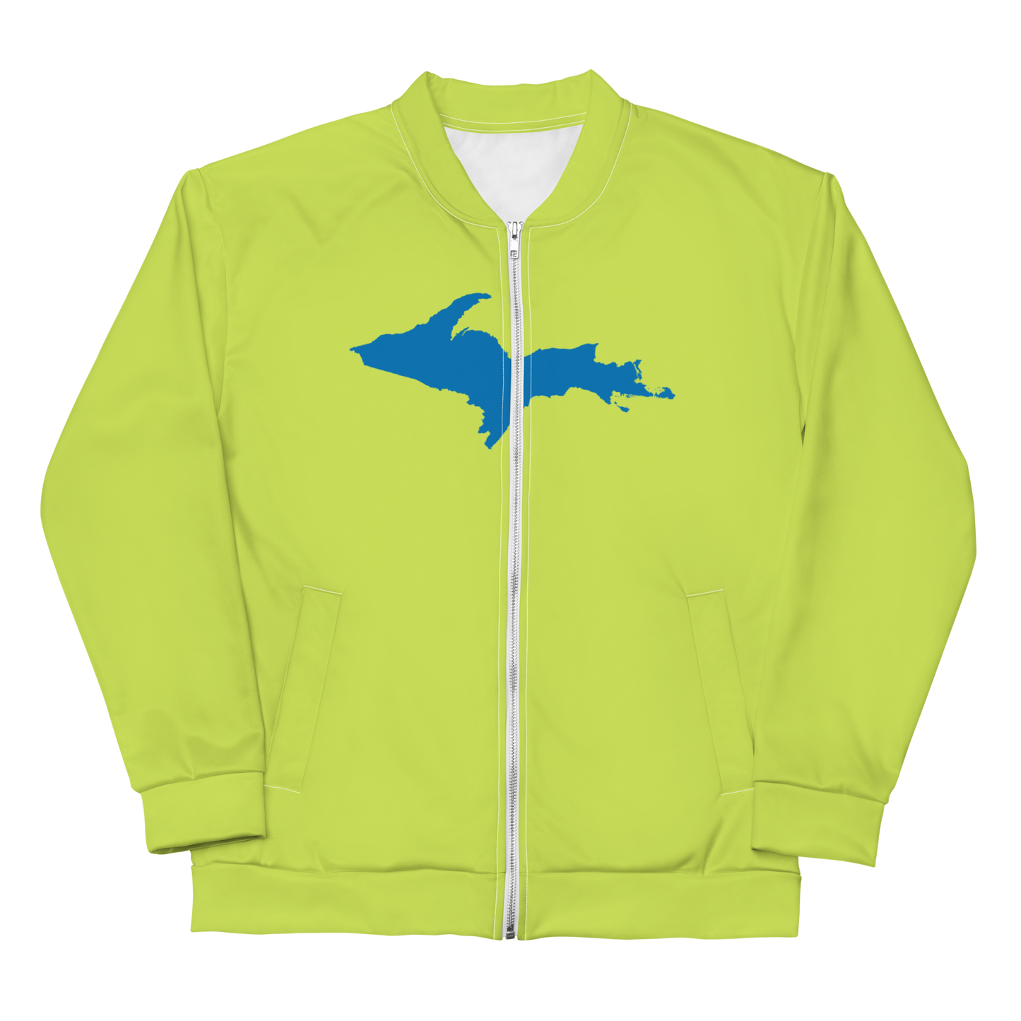 Michigan Upper Peninsula Bomber Jacket (w/ Large Azure UP Outline) | Gooseberry Green