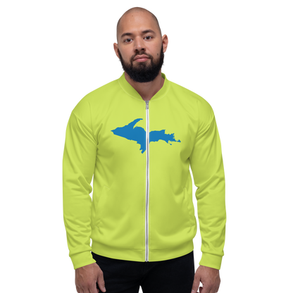 Michigan Upper Peninsula Bomber Jacket (w/ Large Azure UP Outline) | Gooseberry Green