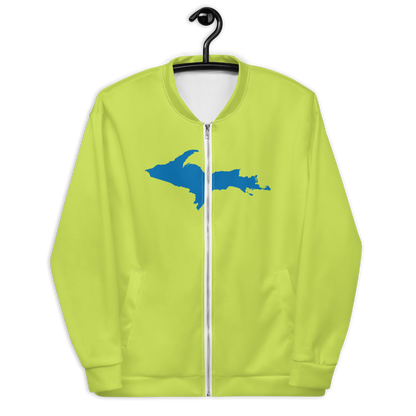 Michigan Upper Peninsula Bomber Jacket (w/ Large Azure UP Outline) | Gooseberry Green