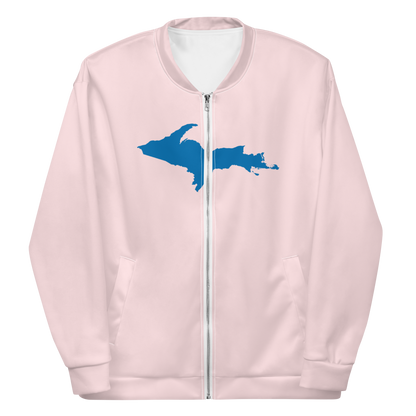 Michigan Upper Peninsula Bomber Jacket (w/ Large Azure UP Outline) | Pale Pink