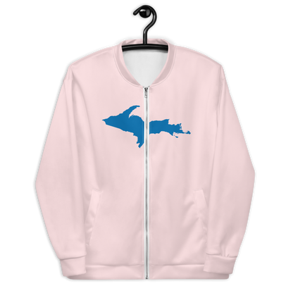 Michigan Upper Peninsula Bomber Jacket (w/ Large Azure UP Outline) | Pale Pink