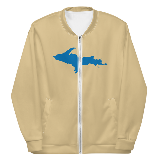 Michigan Upper Peninsula Bomber Jacket (w/ Large Azure UP Outline) | Maple Color