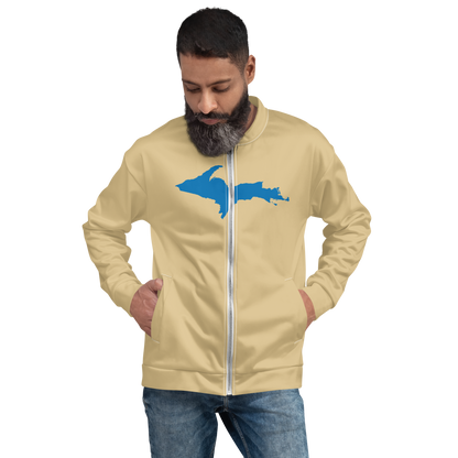 Michigan Upper Peninsula Bomber Jacket (w/ Large Azure UP Outline) | Maple Color