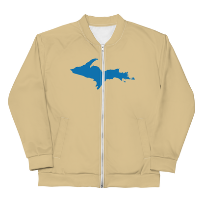 Michigan Upper Peninsula Bomber Jacket (w/ Large Azure UP Outline) | Maple Color